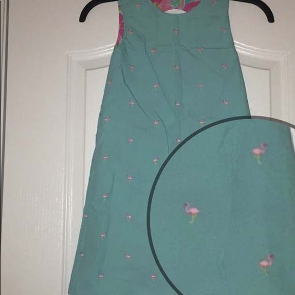 REVERSIBLE Dress Flamingos and Island flowers - Picture 2 of 9